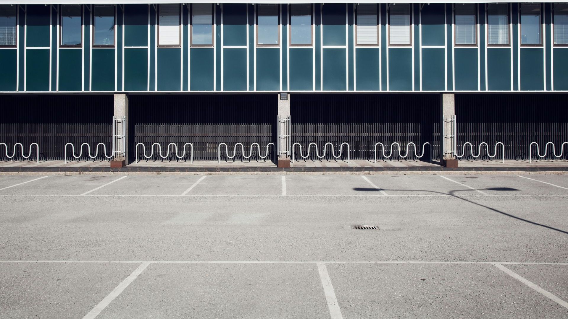 parking lot in front of an office building