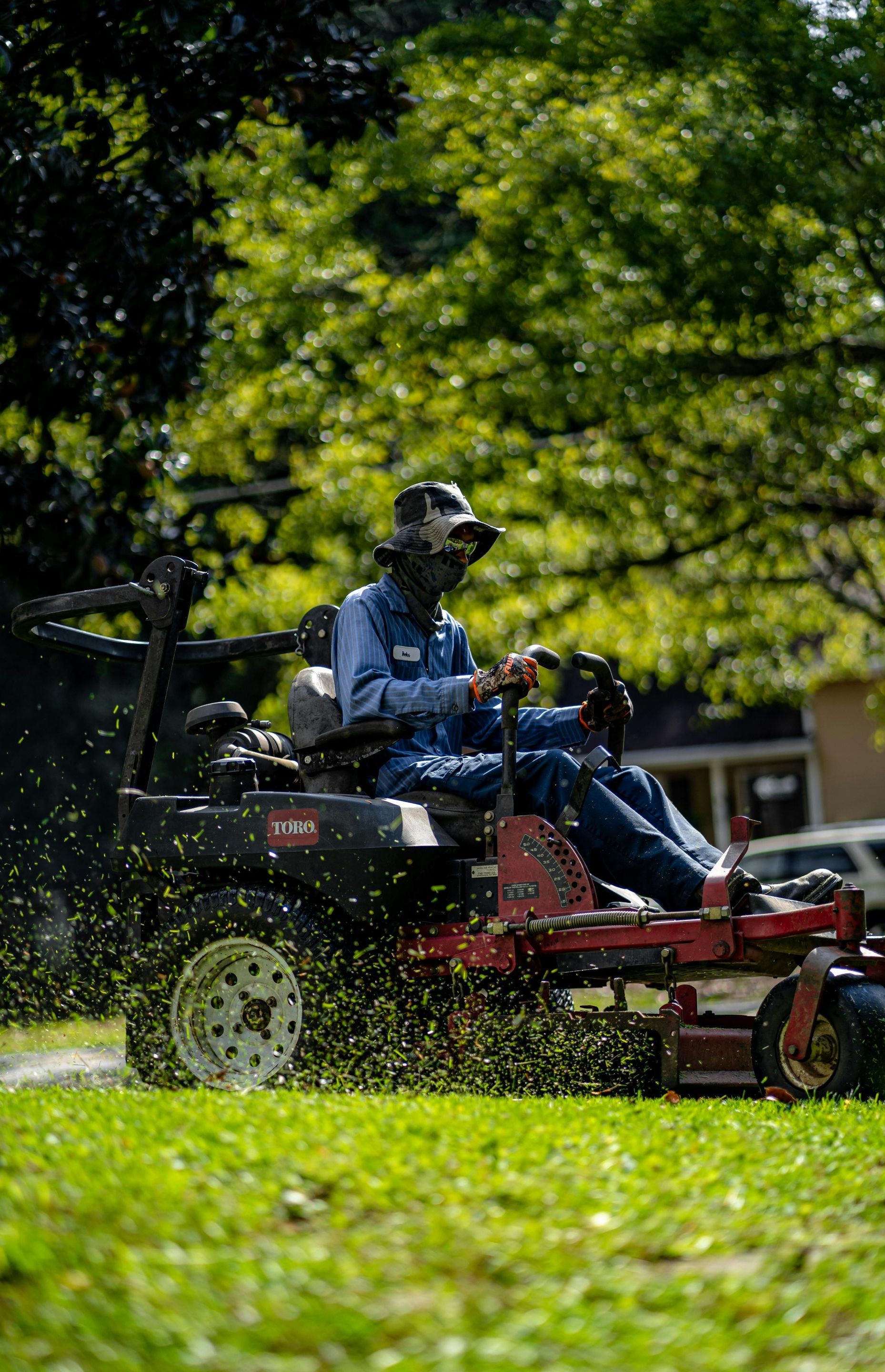 man on a riding mower