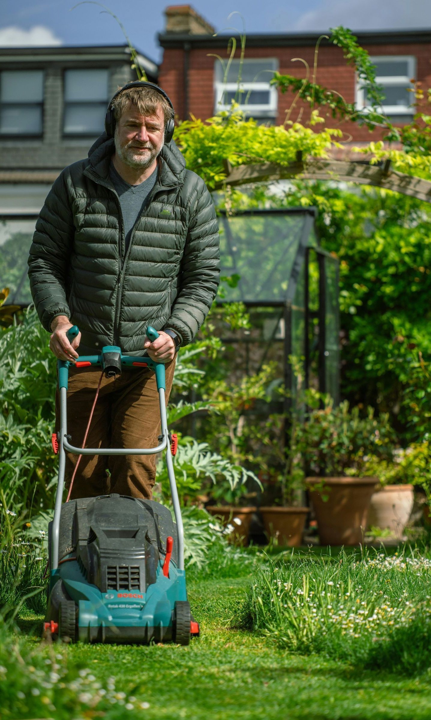 man mowing the lawn