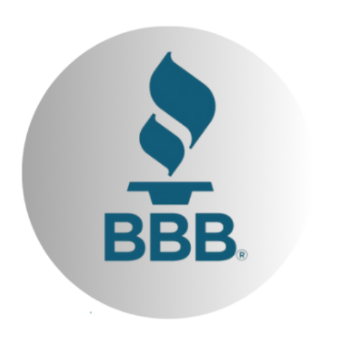 BBB logo: Blue flame icon above the letters 