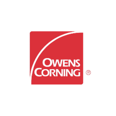 Owens Corning logo: Red square with curved white line and white