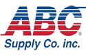 ABC Supply Co. inc. logo with blue and red striped letters and blue text.