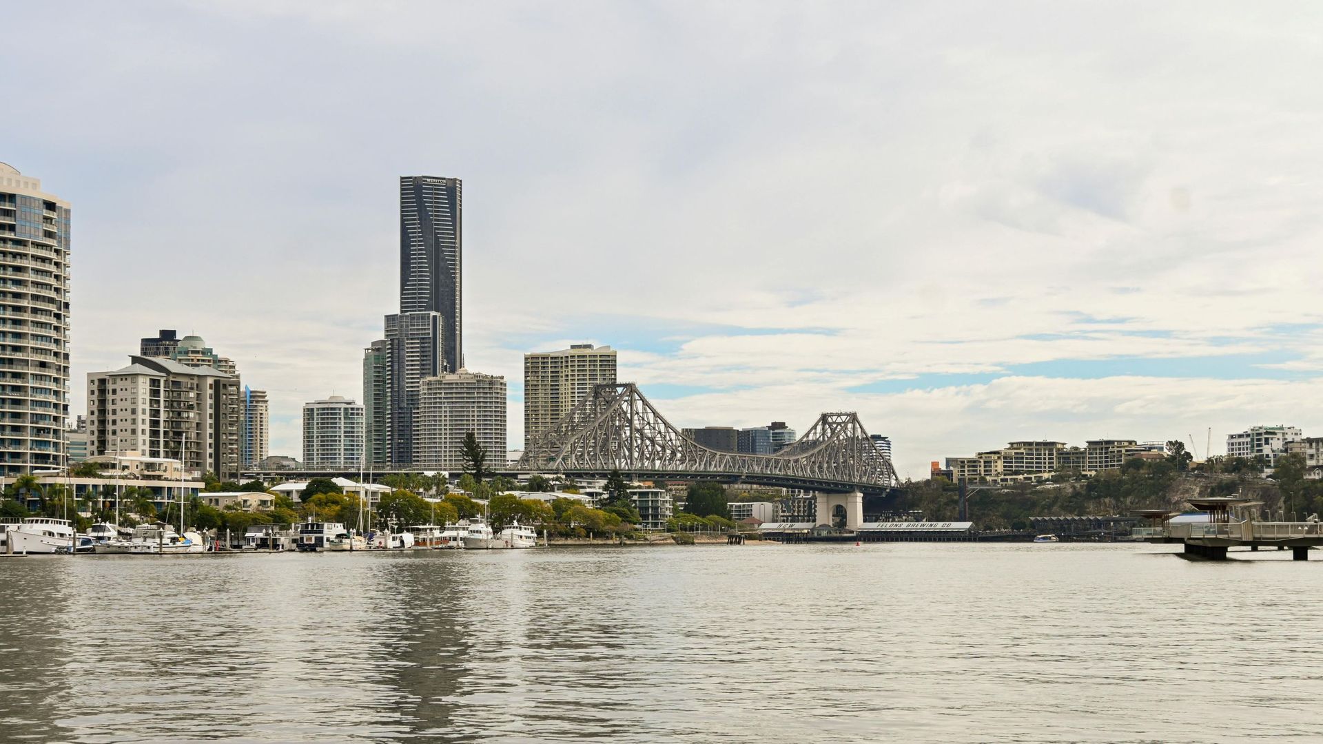 View of the commercial buildings from Brisbane river.