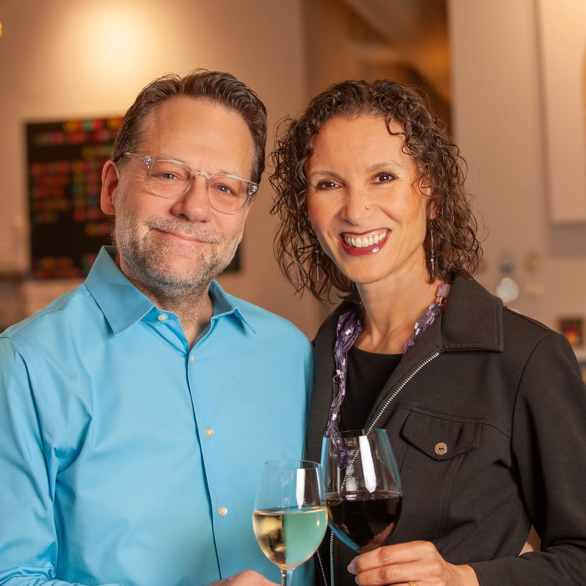 couple with glasses of wine