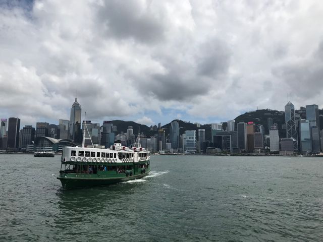Hong Kong skyline with boat