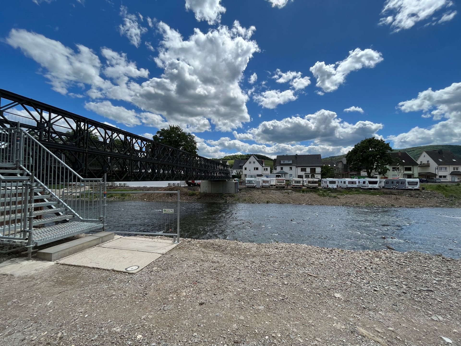 temporary bridge after flood Germany