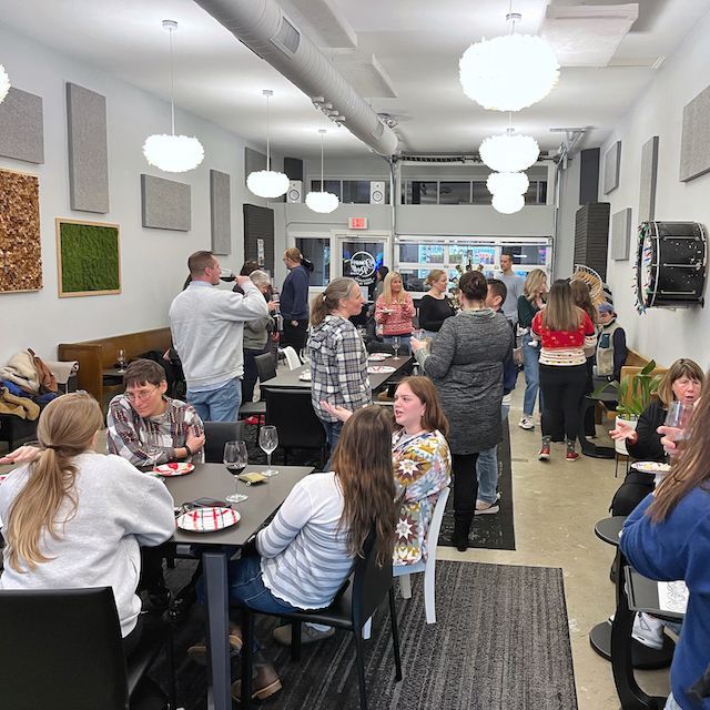 social gathering at winery