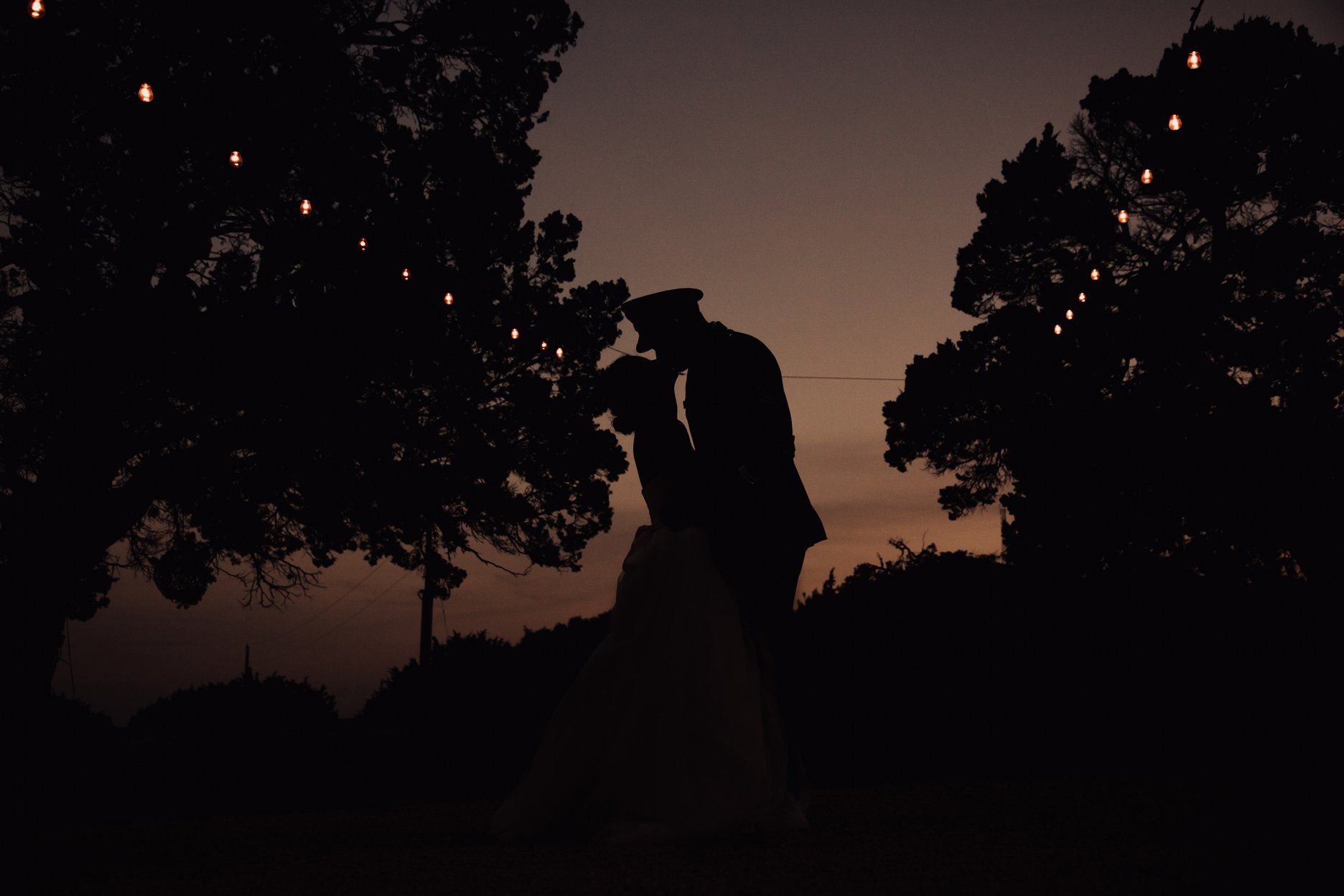 Married Couple Kiss at Dusk - Austin Wedding Venue Rental Location