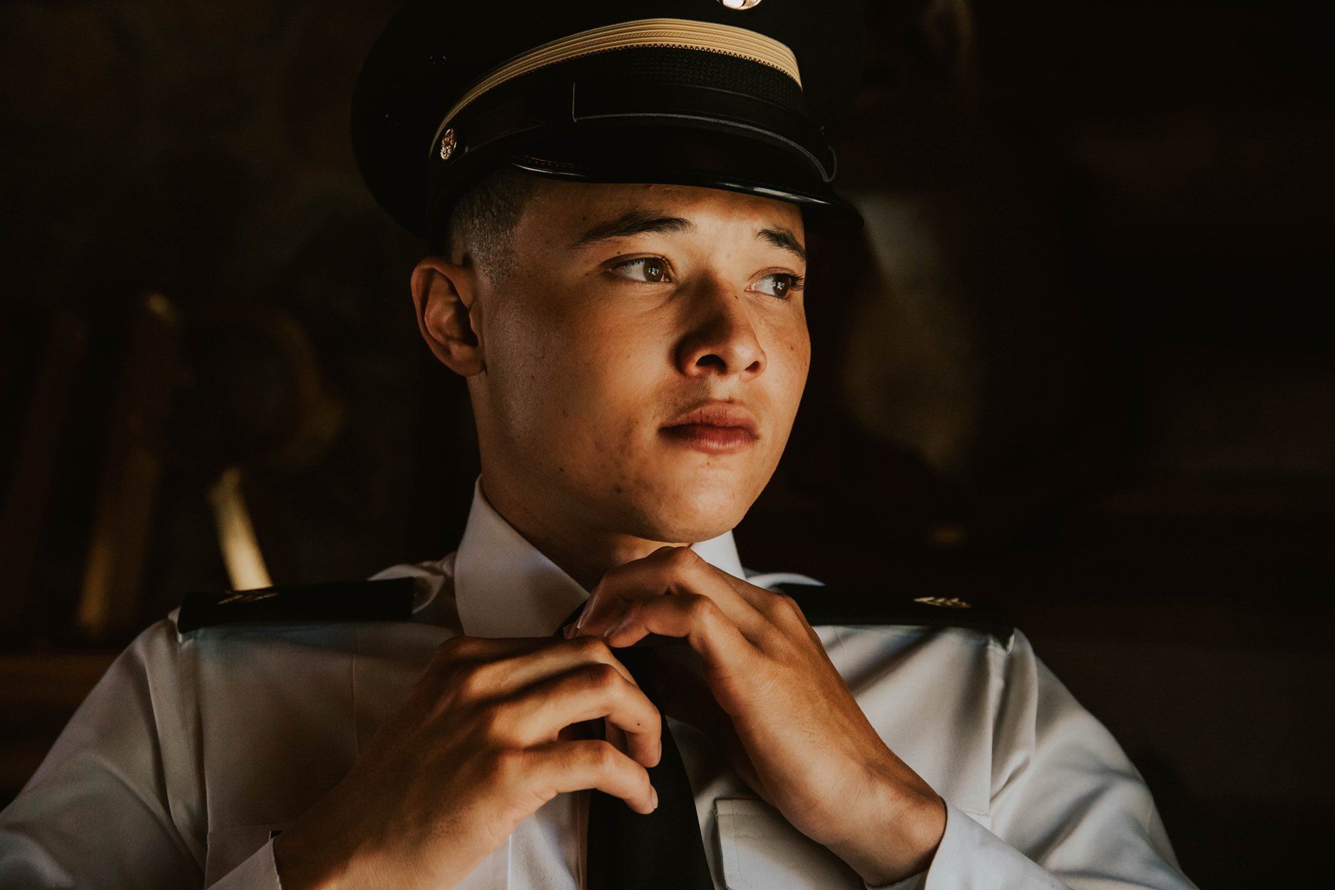 Contemplative thought - Austin Groom - Military Uniform - Austin Wedding Location