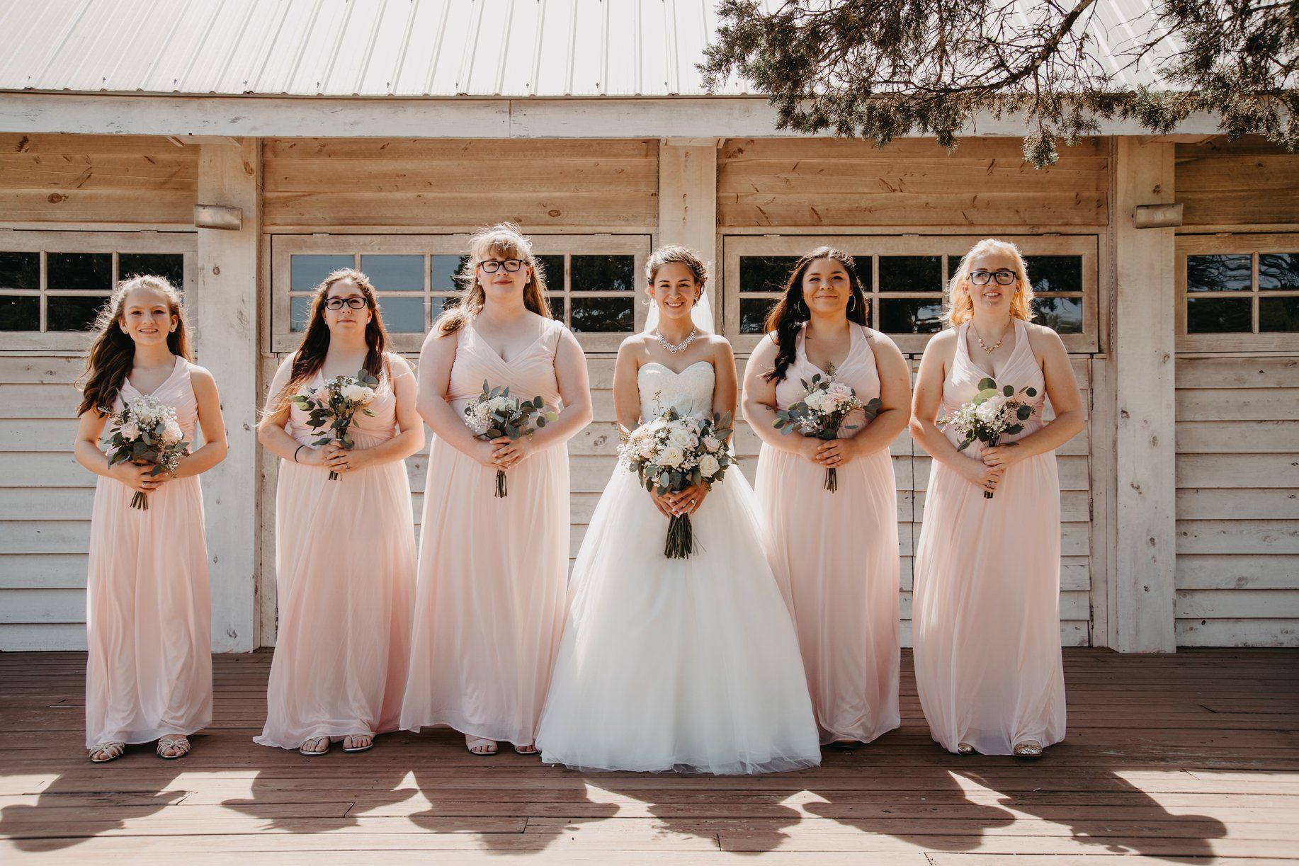 Brides Maids and Bride - Chapel Patio - Country Chic Wedding Venue