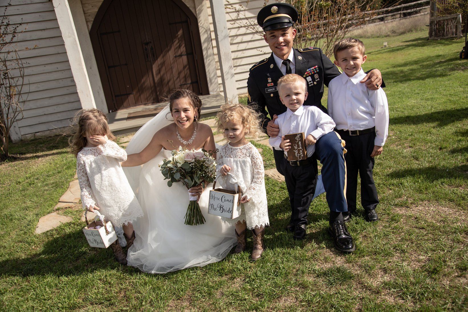 Wedding Party Kids in front of chapel - Austin Wedding Venue