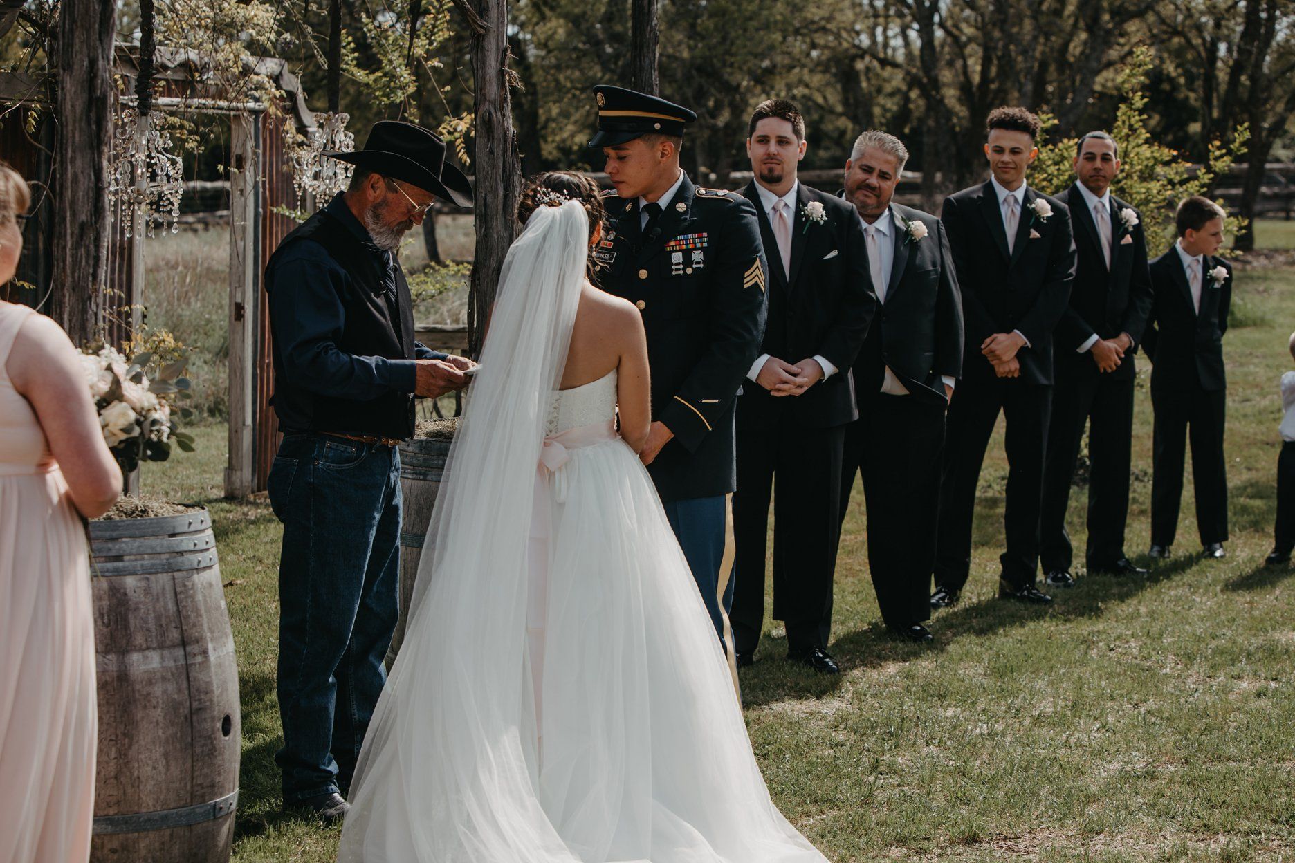 Bride and Groom Outdoor Military Wedding Austin - Quintin + Makayla Wedding