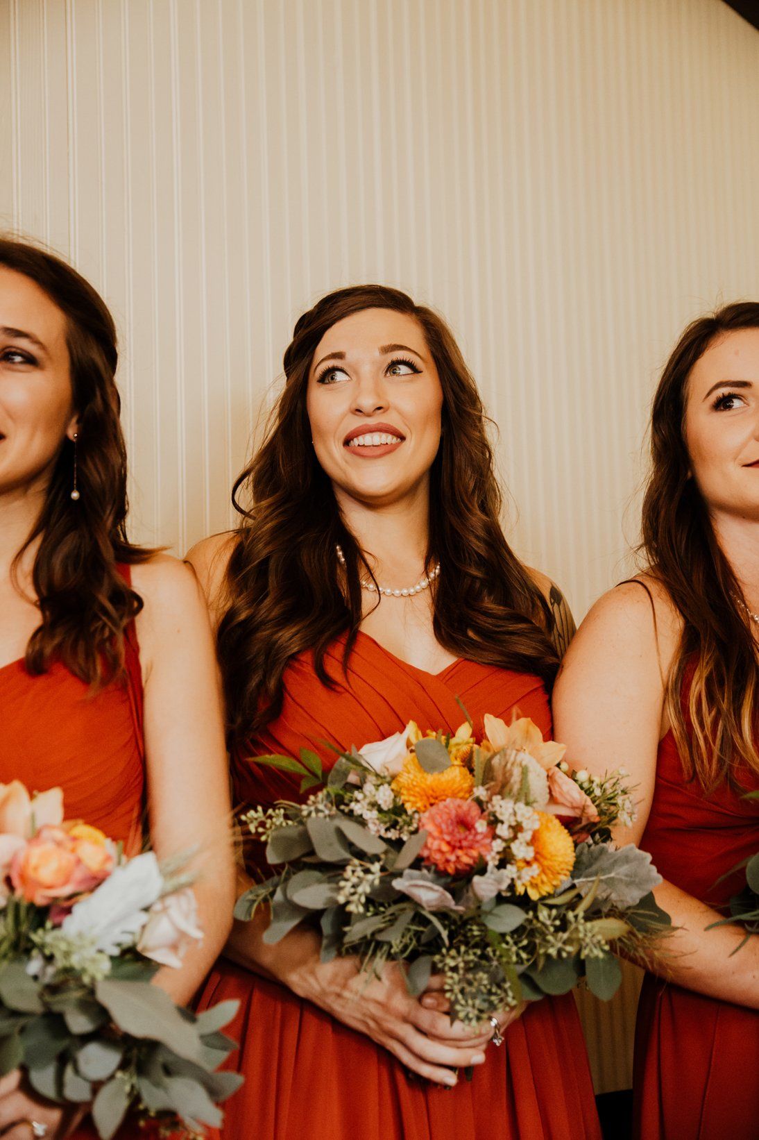 Brides Maid - Wearing Red - Flowers - Wedding Chapel - Country Wedding - Austin