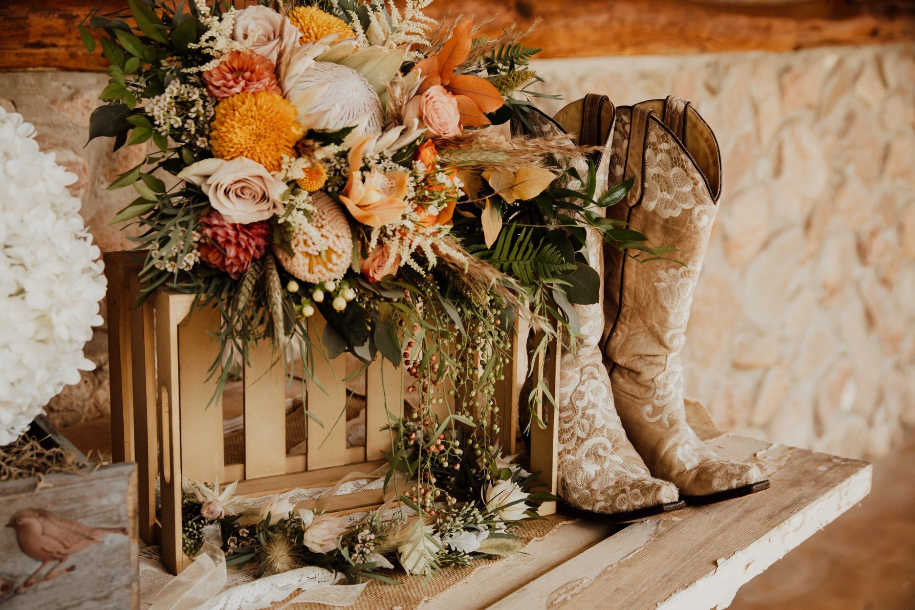 Texas Boots - Wedding Flowers - Austin Venue