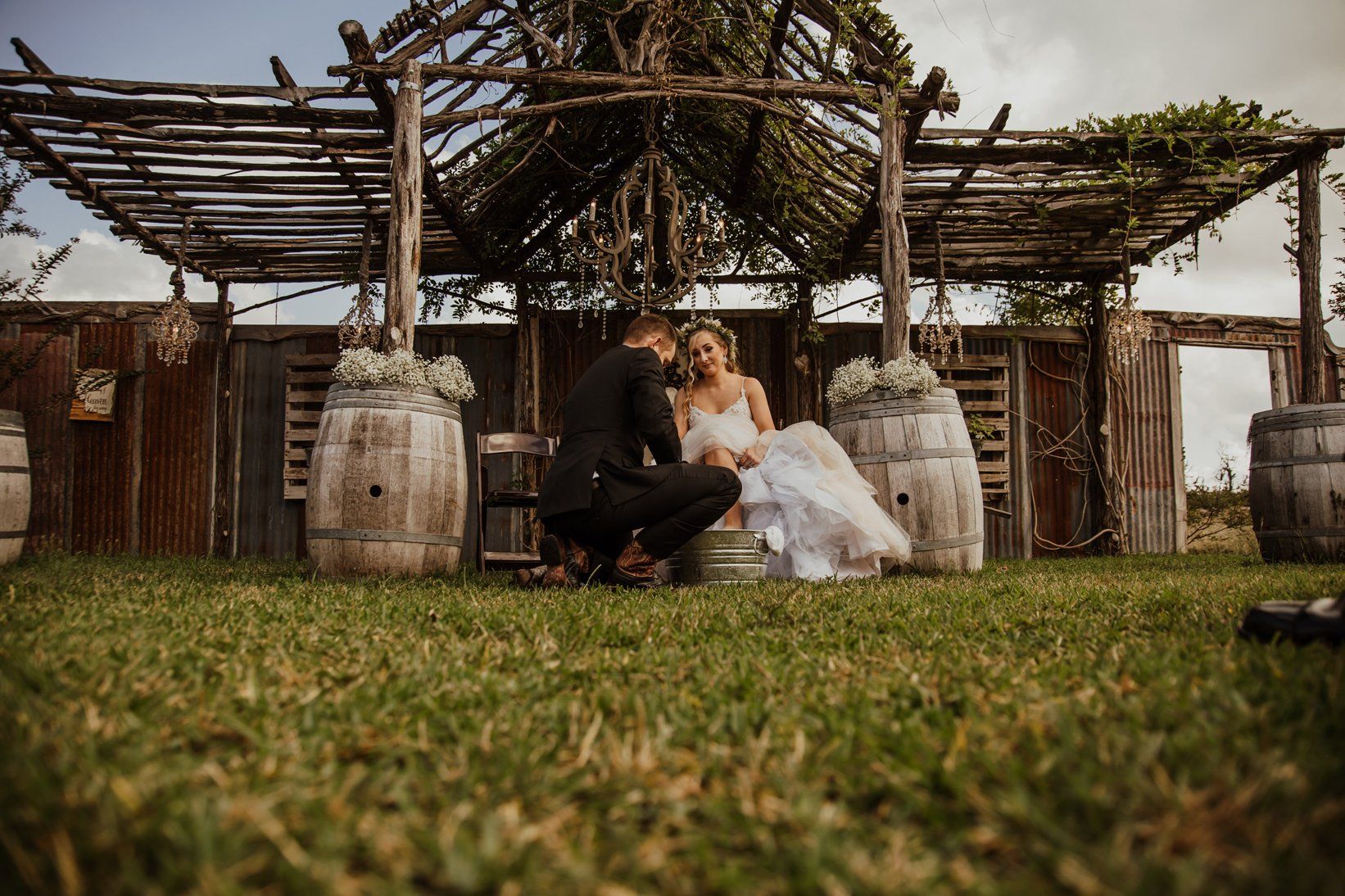 Bride and Groom Foot Cleansing Ceremony - Crystal Outdoor Shabby Chic - Wedding Venue