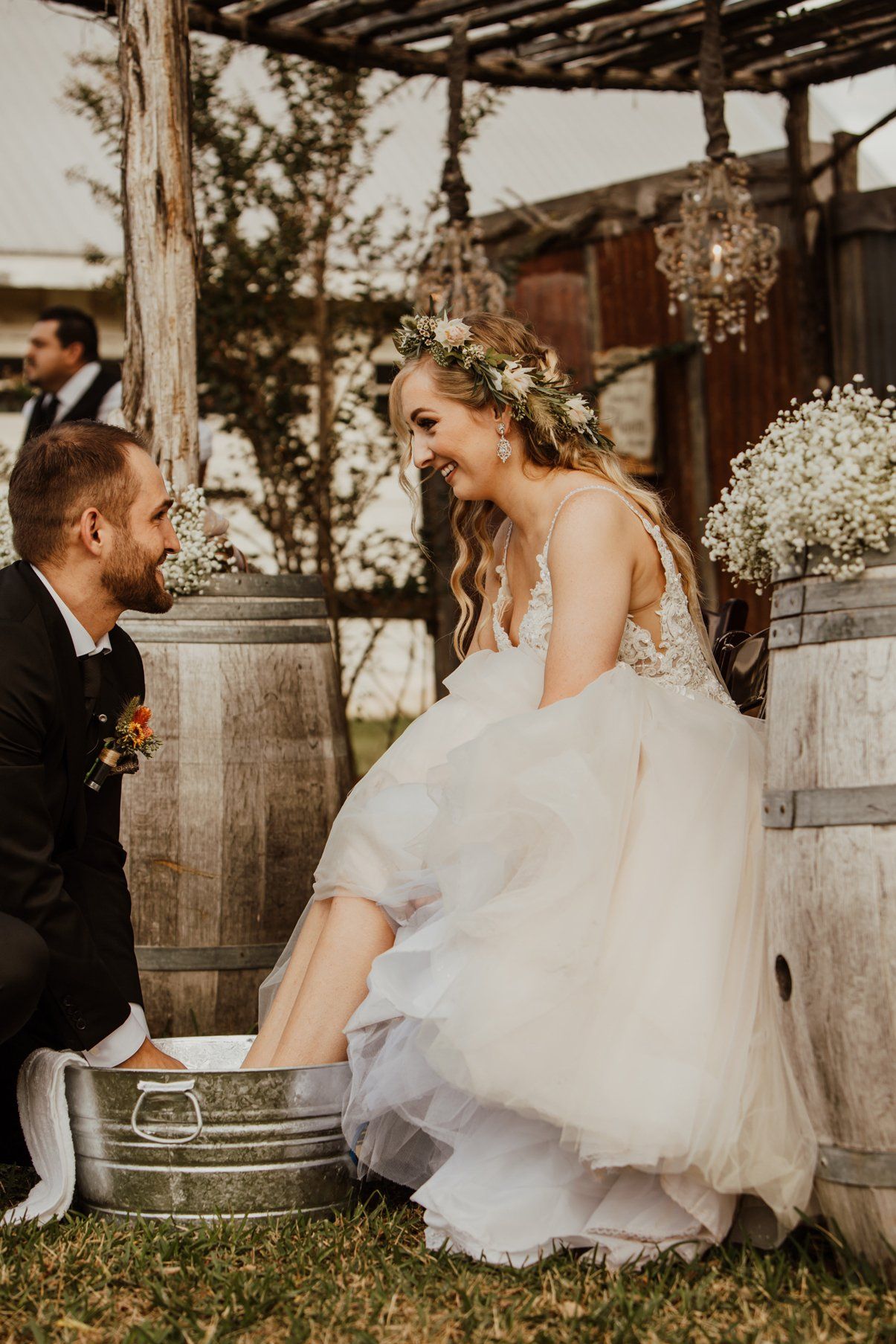 Groom Washes Brides Foot - Shabby Chic Wedding - Designer Wedding Location