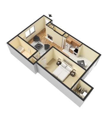 Large 1 Bed Floorplans