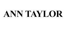 A black and white logo for ann taylor on a white background.