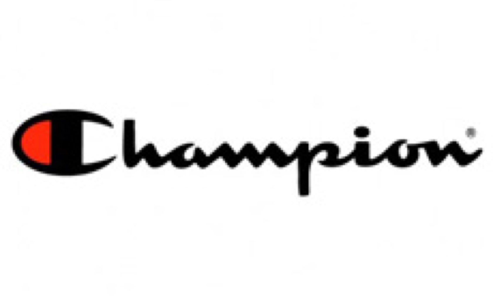 The champion logo is black and red on a white background.