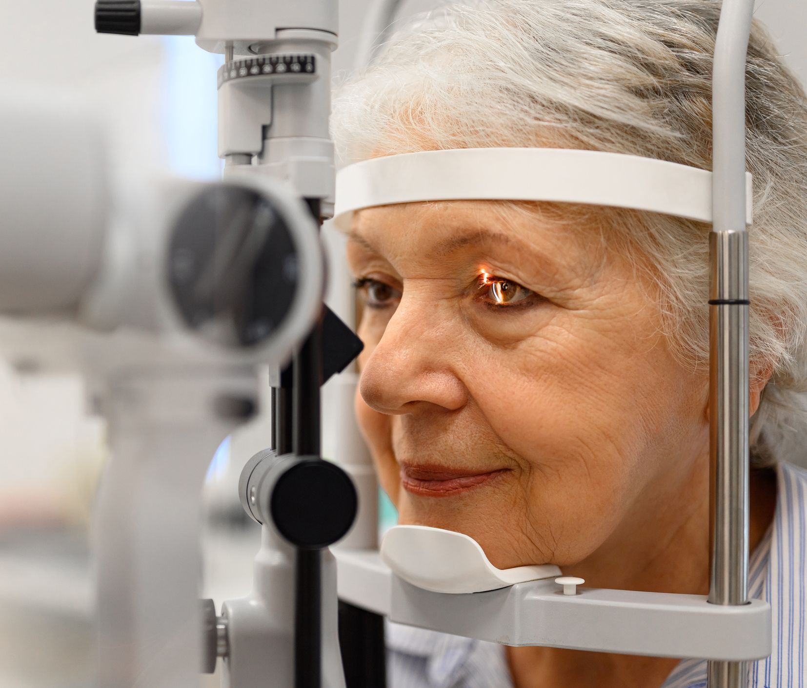 Two women standing in front of a display of designer glasses