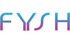A blue and purple logo for fysh on a white background.