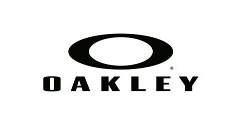 A black and white oakley logo on a white background.