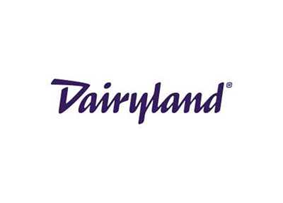 Dairyland logo in purple script on a white background.