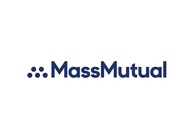 MassMutual logo, navy blue text with the name and three blue dots on the left.