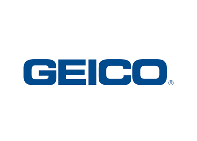 GEICO logo, blue letters on white background.