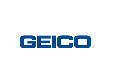 GEICO logo in blue text on a white background.