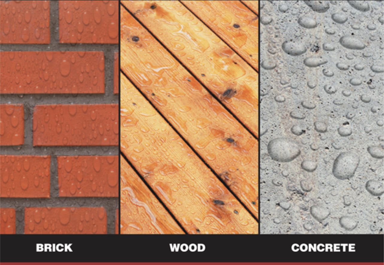 A brick wall a wooden deck and a concrete wall