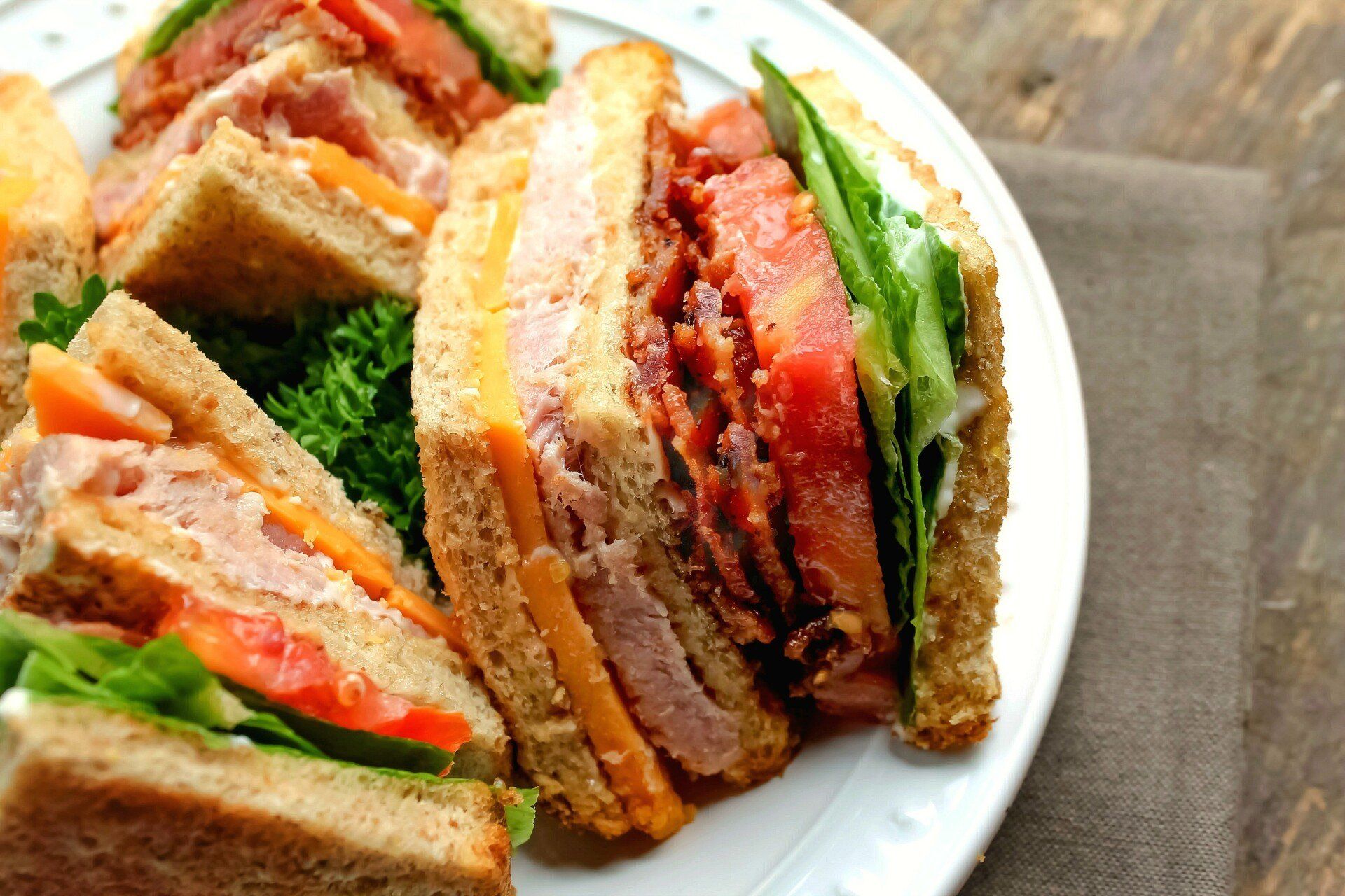 Baked Ham and Swiss Club Sandwich