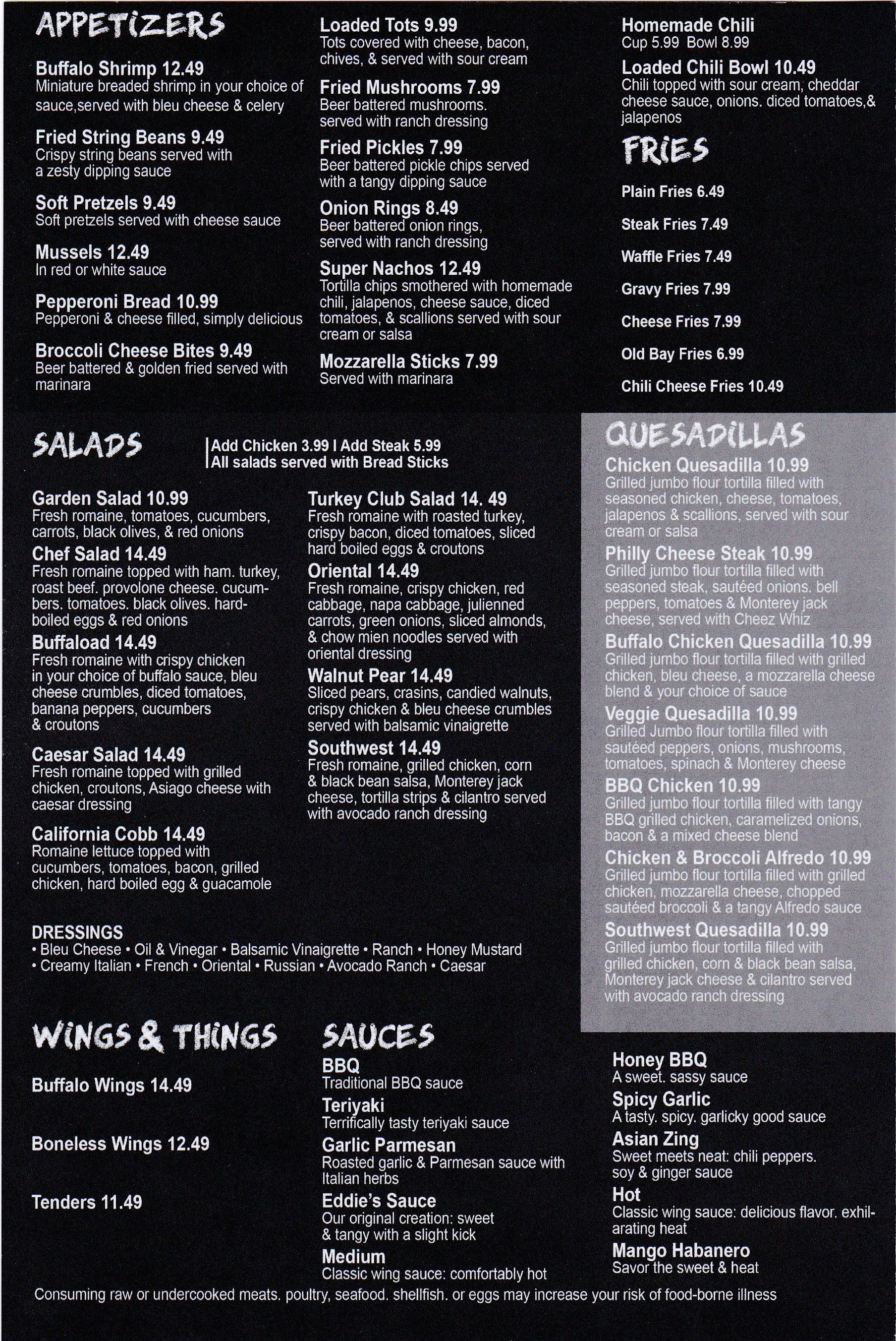 West End Grill & Bar Menu Page 2