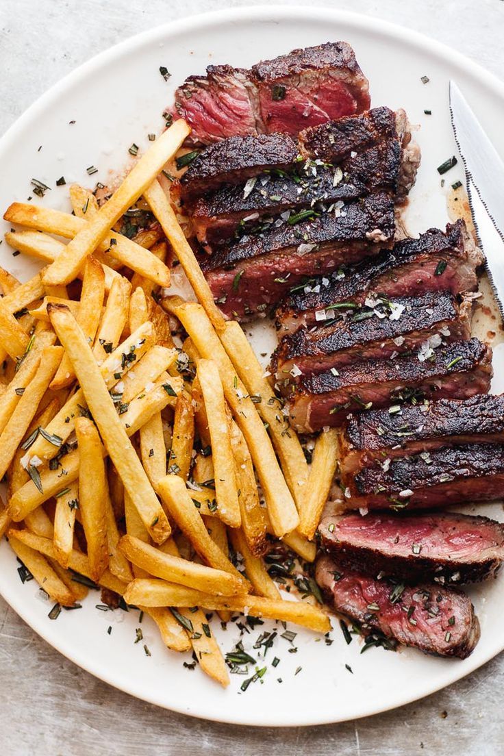 NY Strip Steak and French Fries Platter