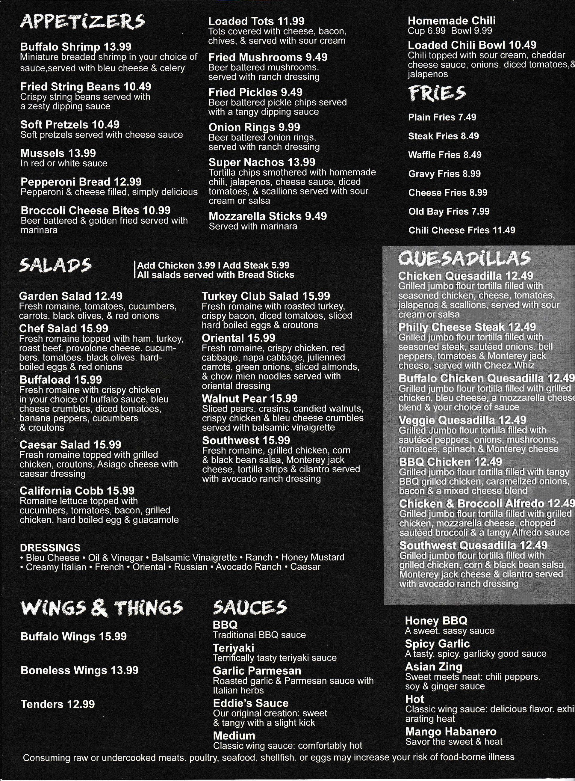 West End Grill & Bar Menu Page 2