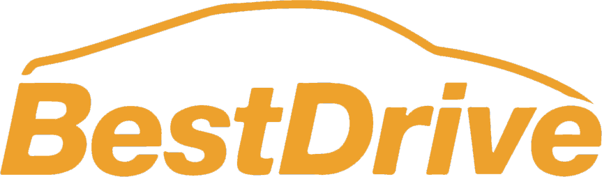 Logo di BestDrive, la sagoma di un'auto con il nome del marchio in arancione.