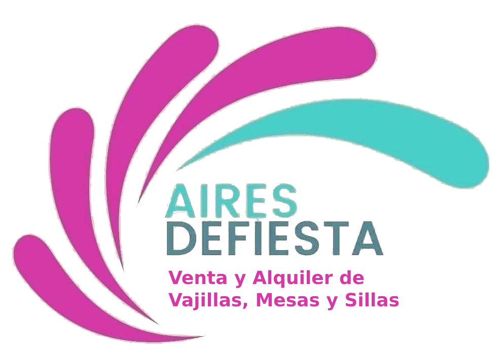 A logo for aires defiesta alquiler de vajillas gazebos y living