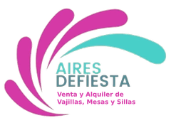 A logo for aires defiesta alquiler de vajillas gazebos y living