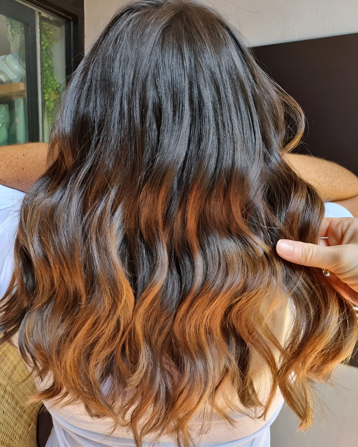 Woman's Wavy, Brown Hair with Copper Highlights — Energy Hair Co in Noosa Heads, QLD