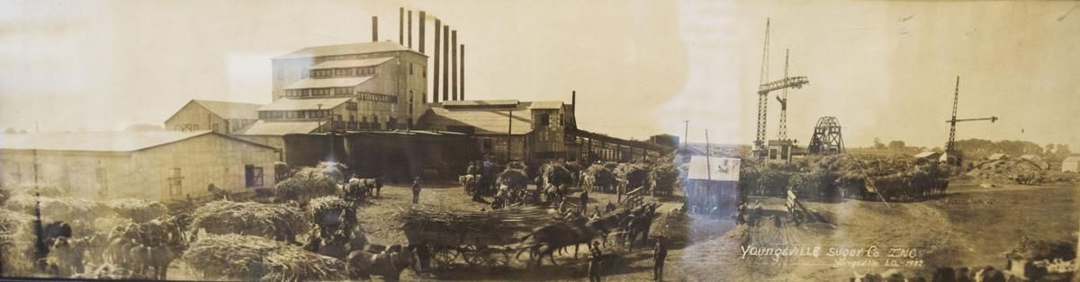 Vintage 1920s sugar mill photograph displayed at the museum