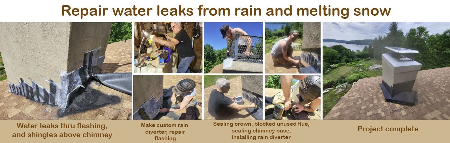 Repair water leaks from rain and melting snow 