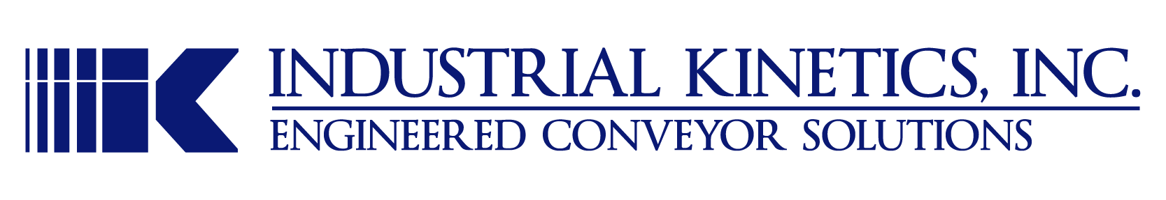 Logo for Industrial Kinetics, Inc., with blue 