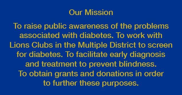 A blue sign that says our mission to raise public awareness of the problems associated with diabetes