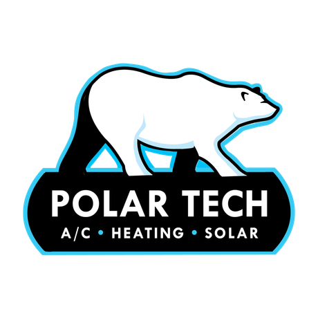 The polar tech AC heating solar logo has a polar bear on it.