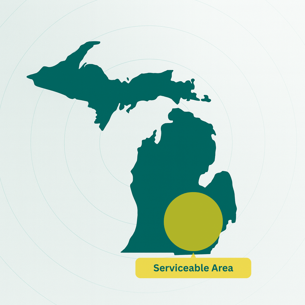 Map of Michigan with a yellow highlighted 