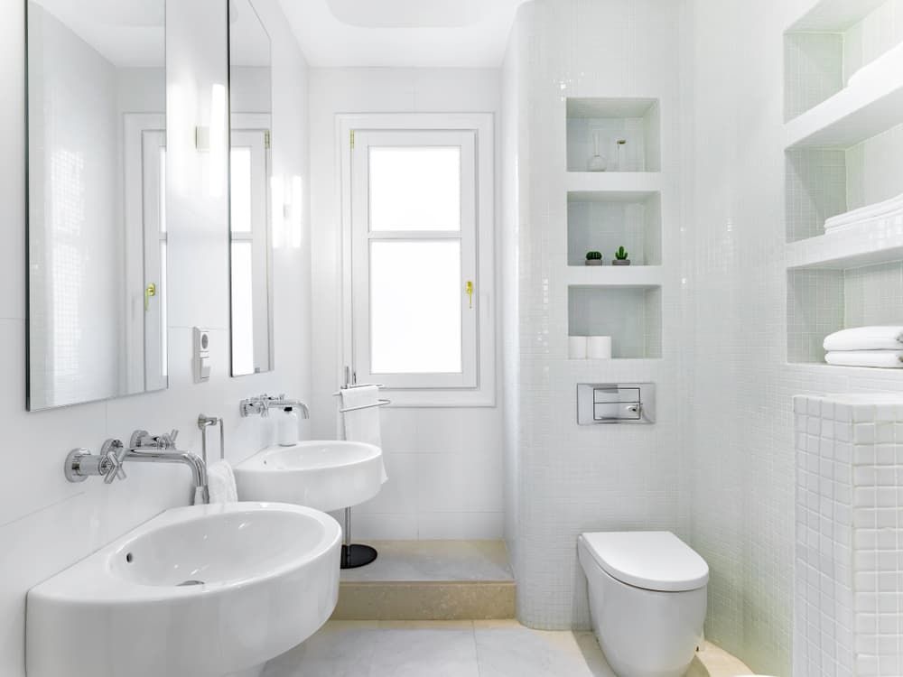 A Clean Bathroom Featuring White Walls