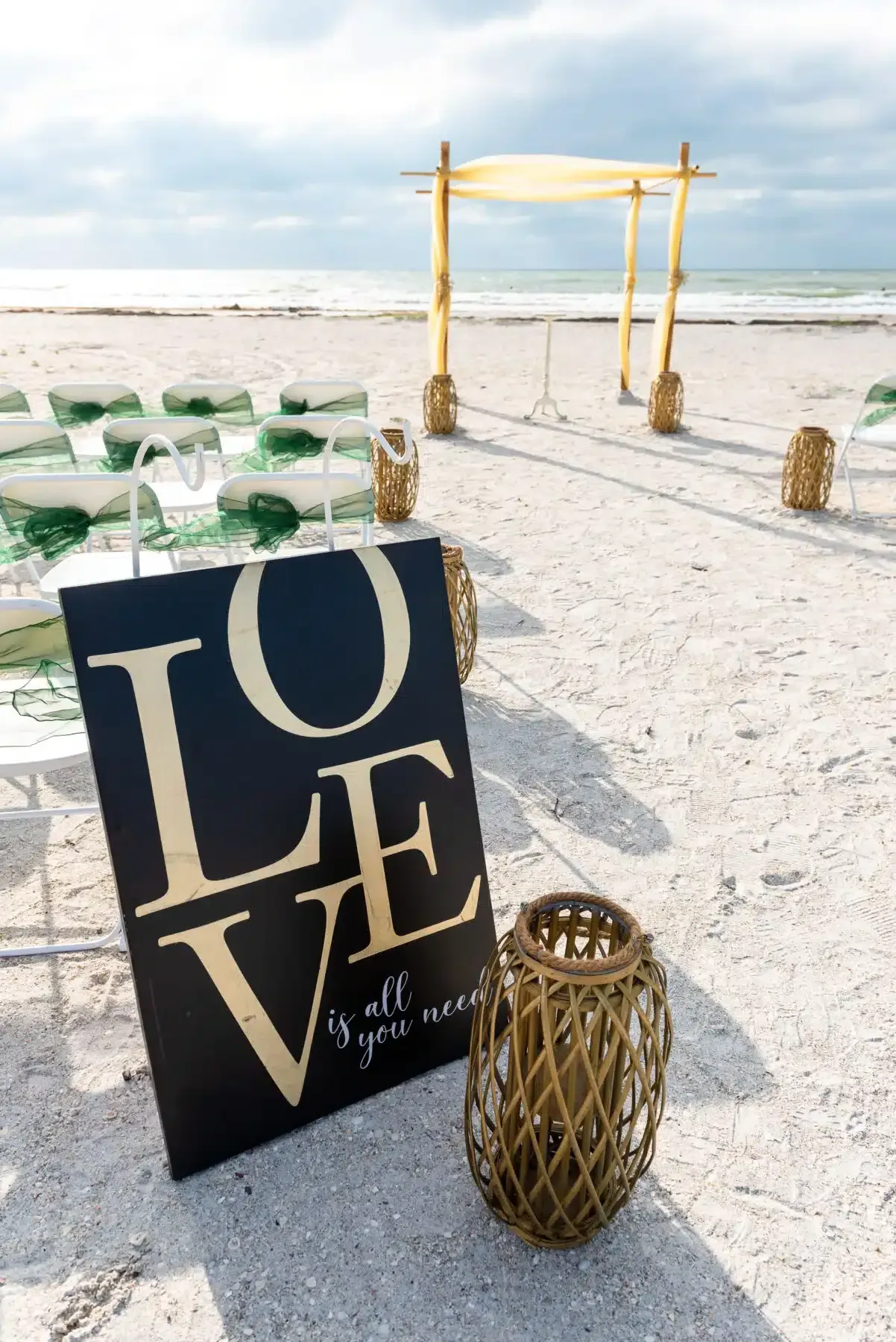 Beach wedding setup with 
