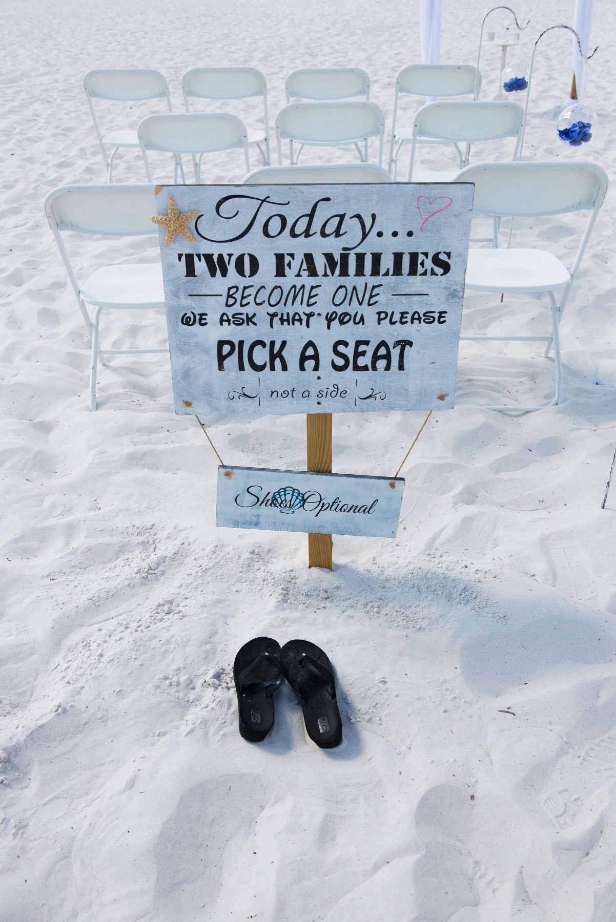 Wedding sign on beach: 