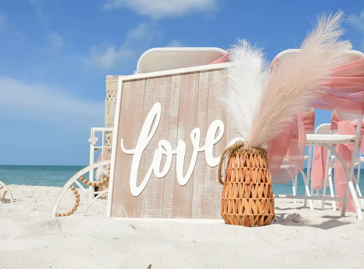 Beach wedding setup with 