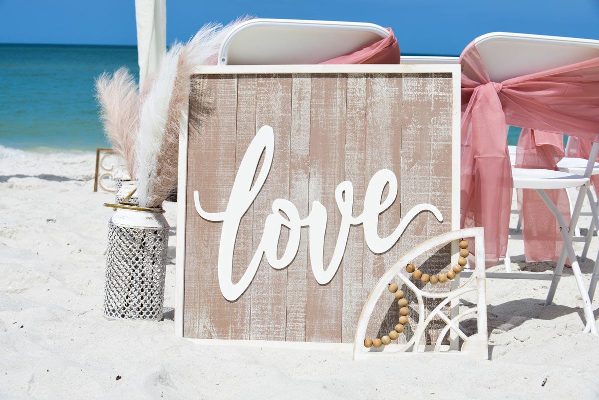 Beach wedding setup with 